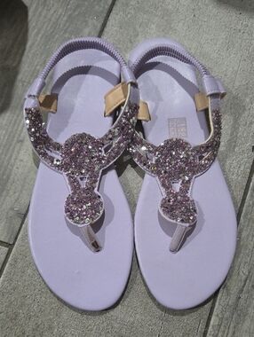 Source Unknown Lilac Glitter T-Strap Women's Sandals